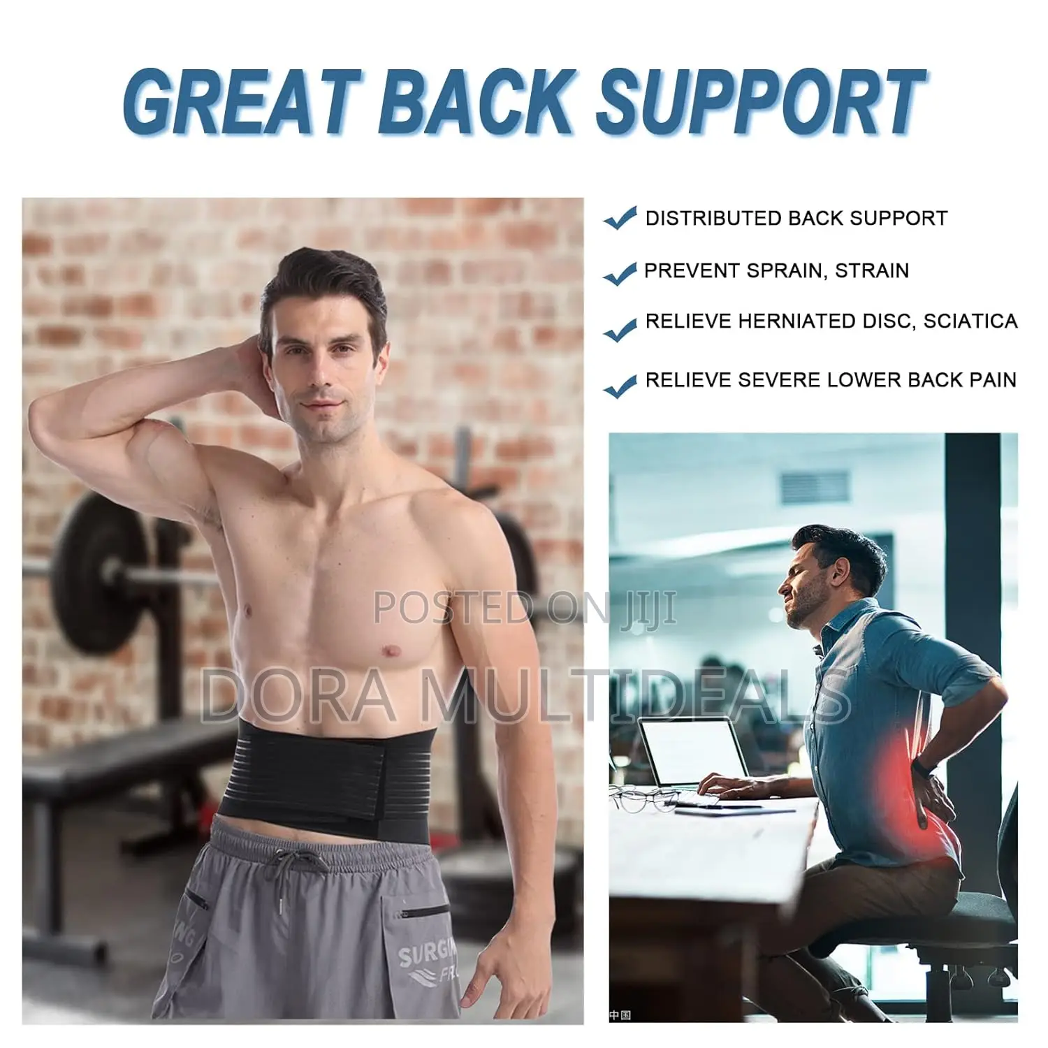 Paskyee Lower Back Brace Pain Relief, Sciatica, Lumber Support Belt