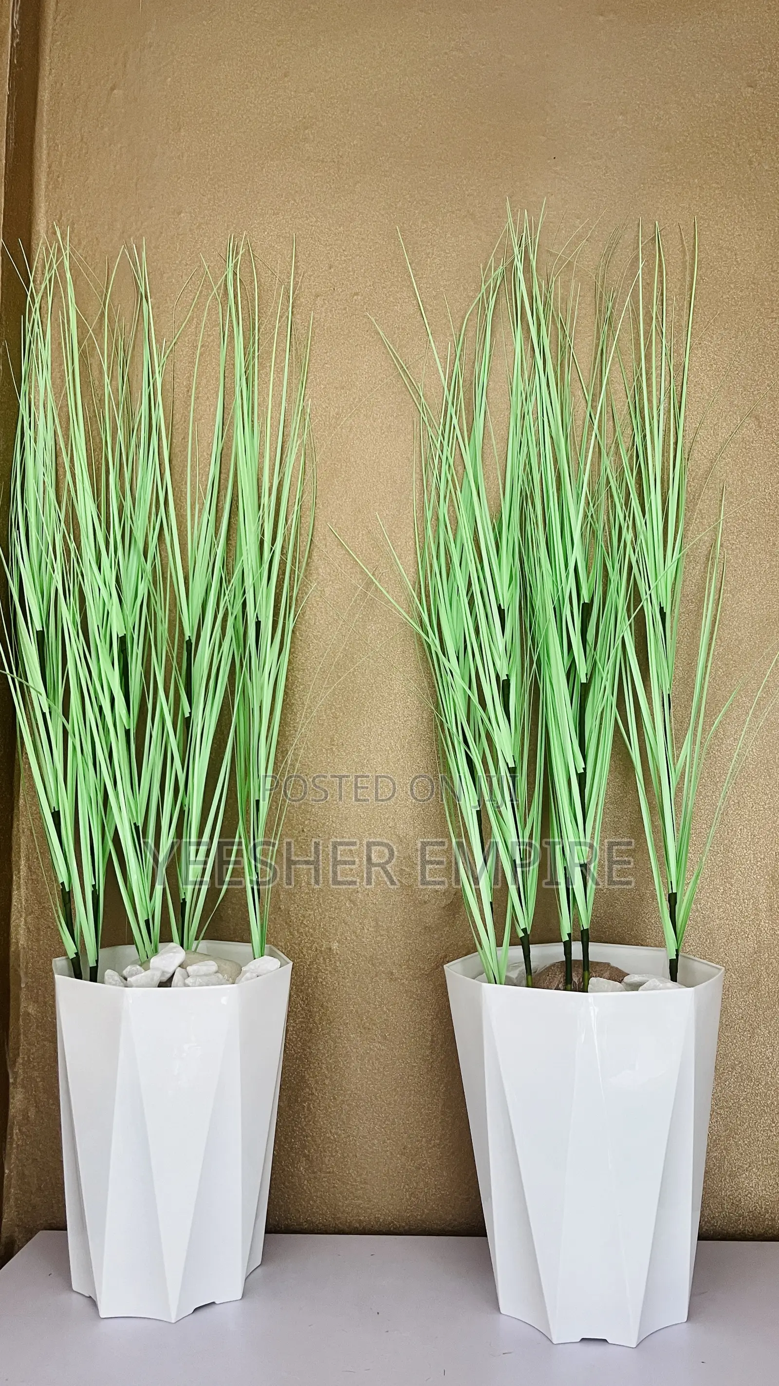 Artificial Grass Flower and Vase