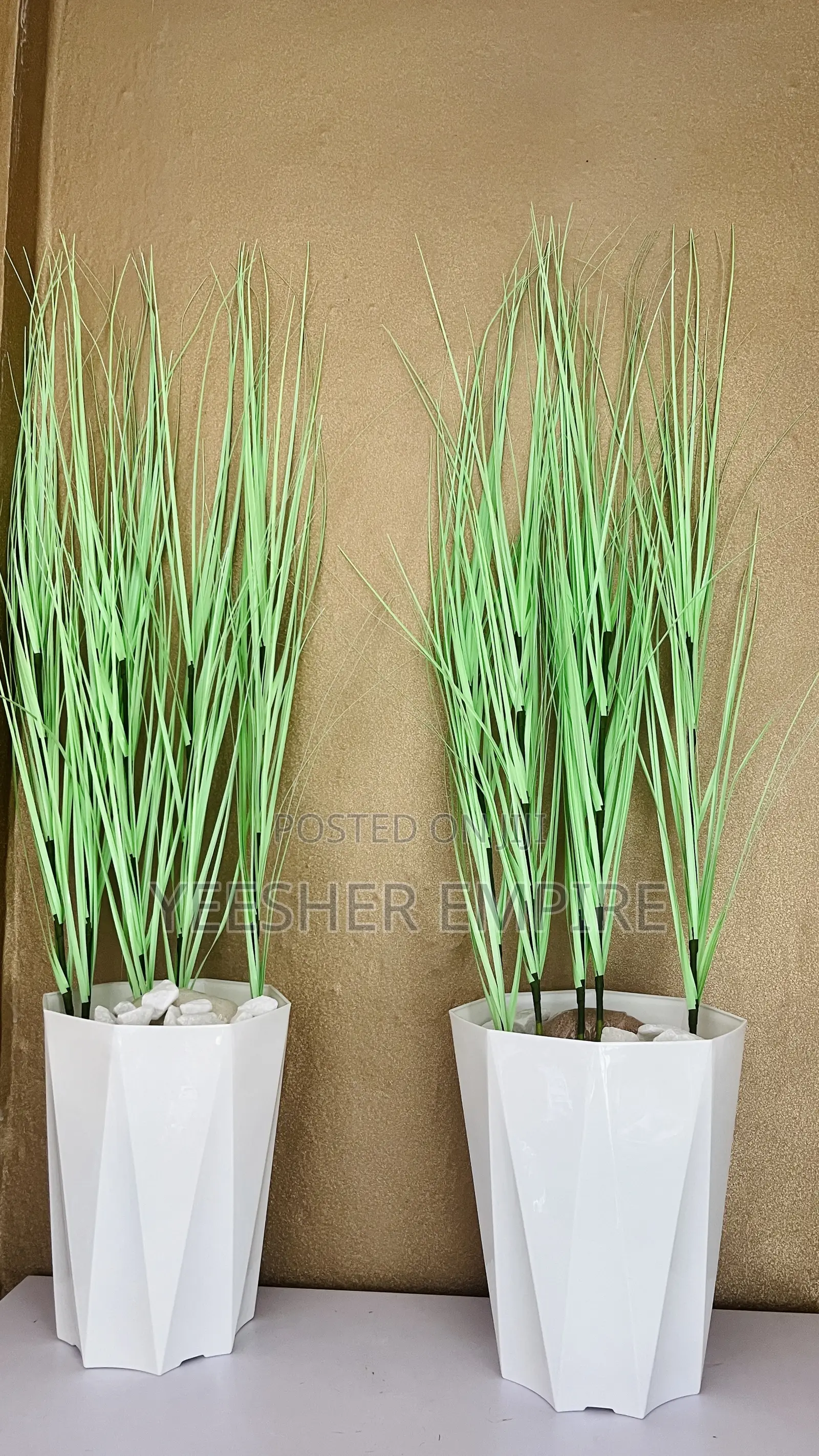 Artificial Grass Flower and Vase