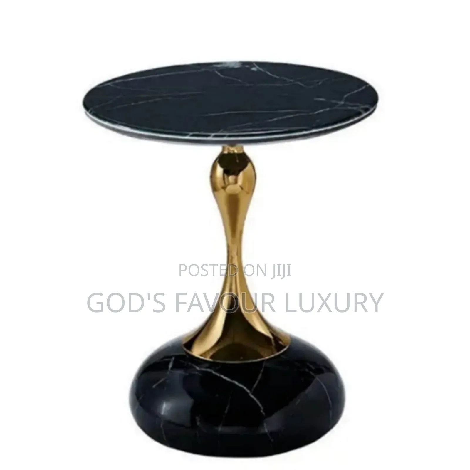 Marble Top Side Stool Table - Black