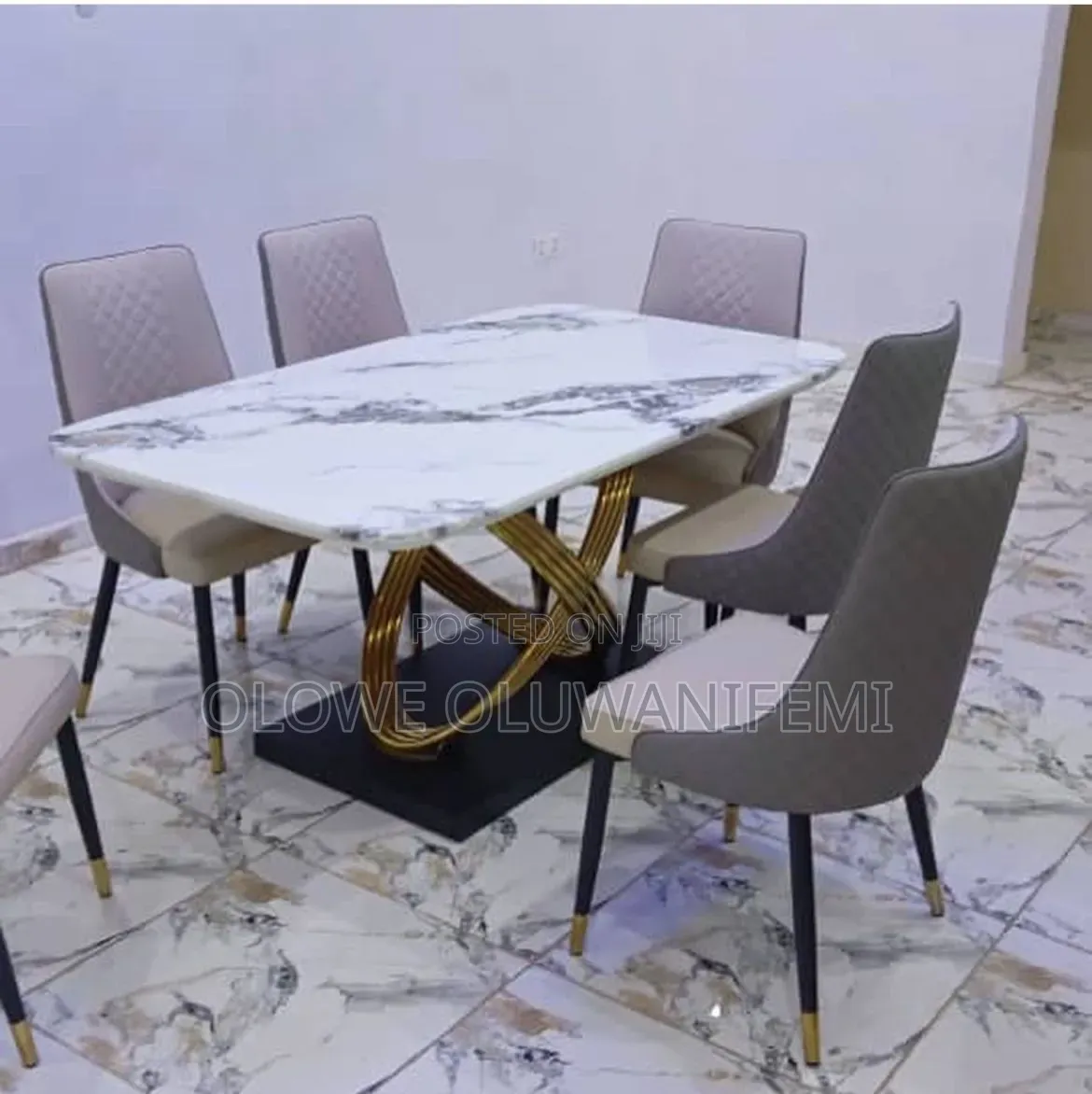 Curve Leg Marble Dining by 6