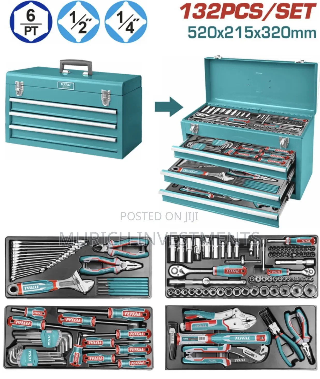 Total 132 PCS Tool Chest Set Thptcs71321