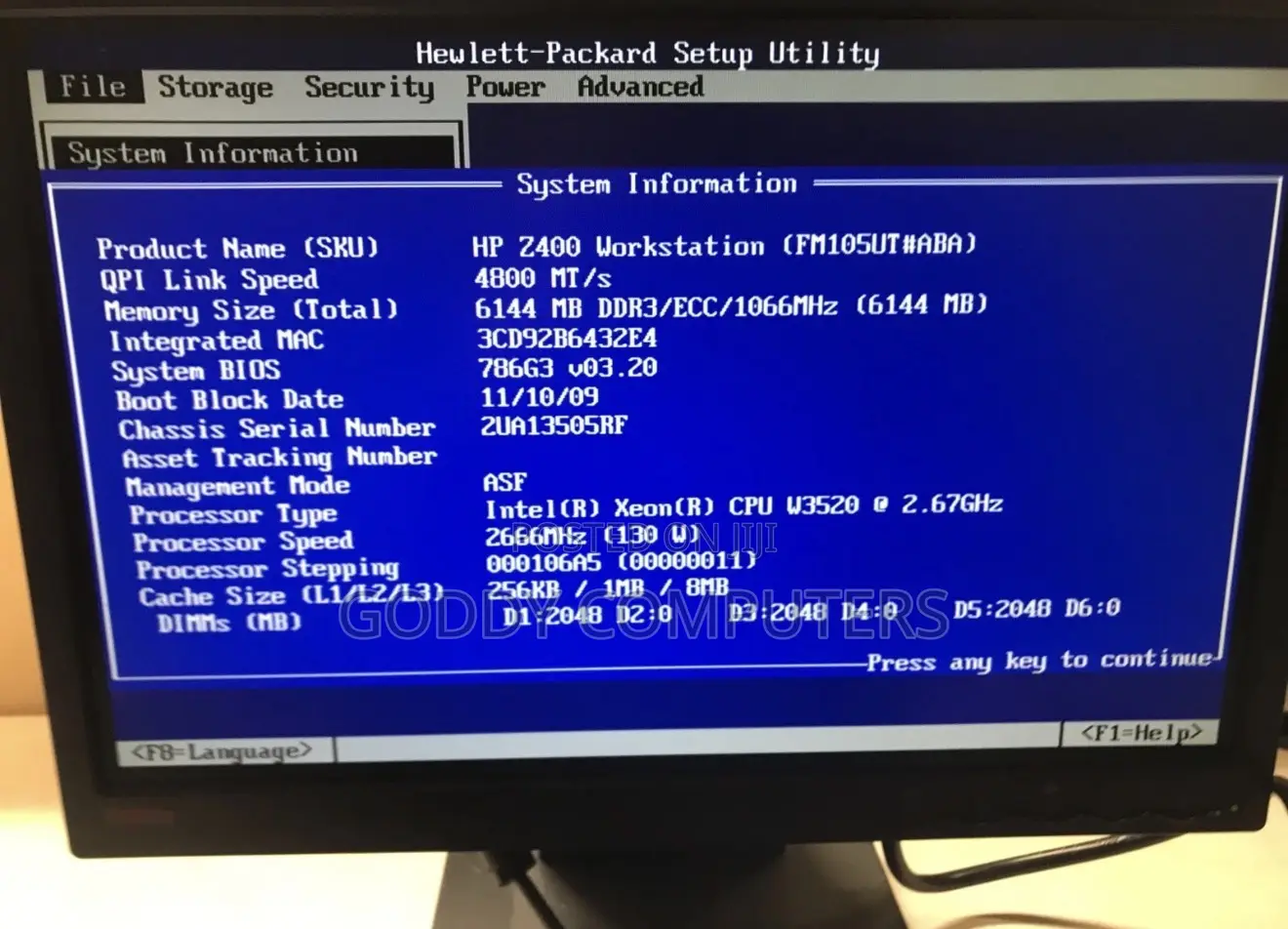 Desktop Computer HP Z400 32GB Intel Xeon HDD 1T
