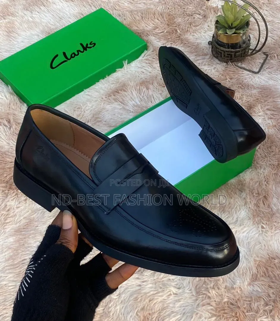 Black Leather Clarks Shoes