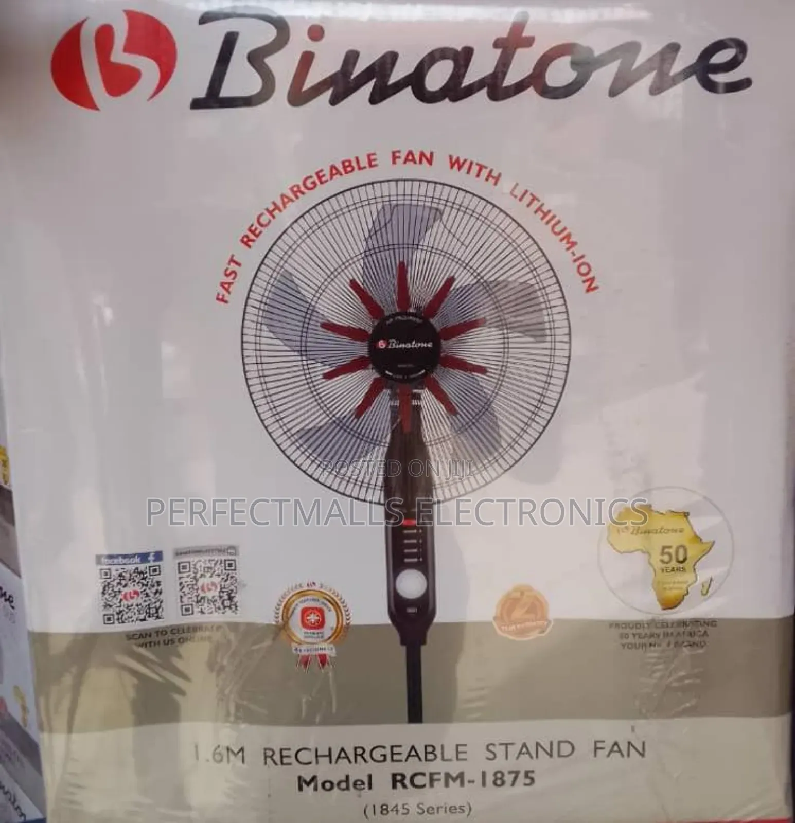 Binatone RCFM-1875 18-Inch Rechargeable Fan