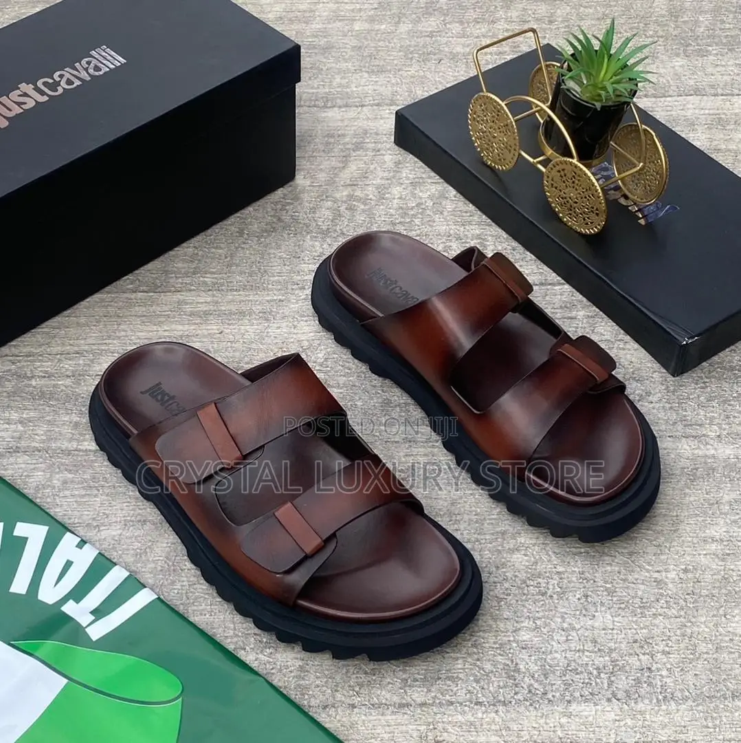 Roberto Cavalli Quality Luxury Men Genuine Leather Sandals