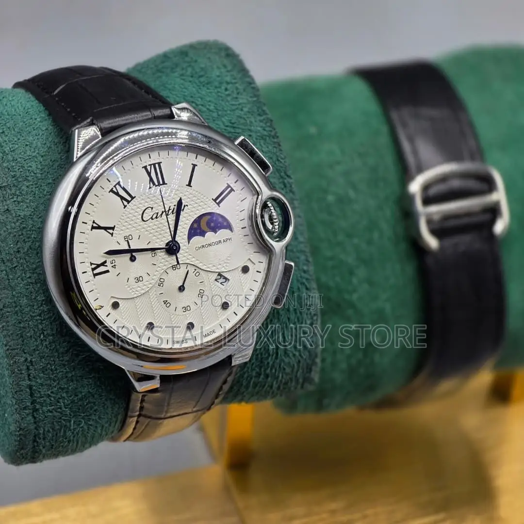 Cartier Quality Luxury Men Genuine Leather Wristwatch