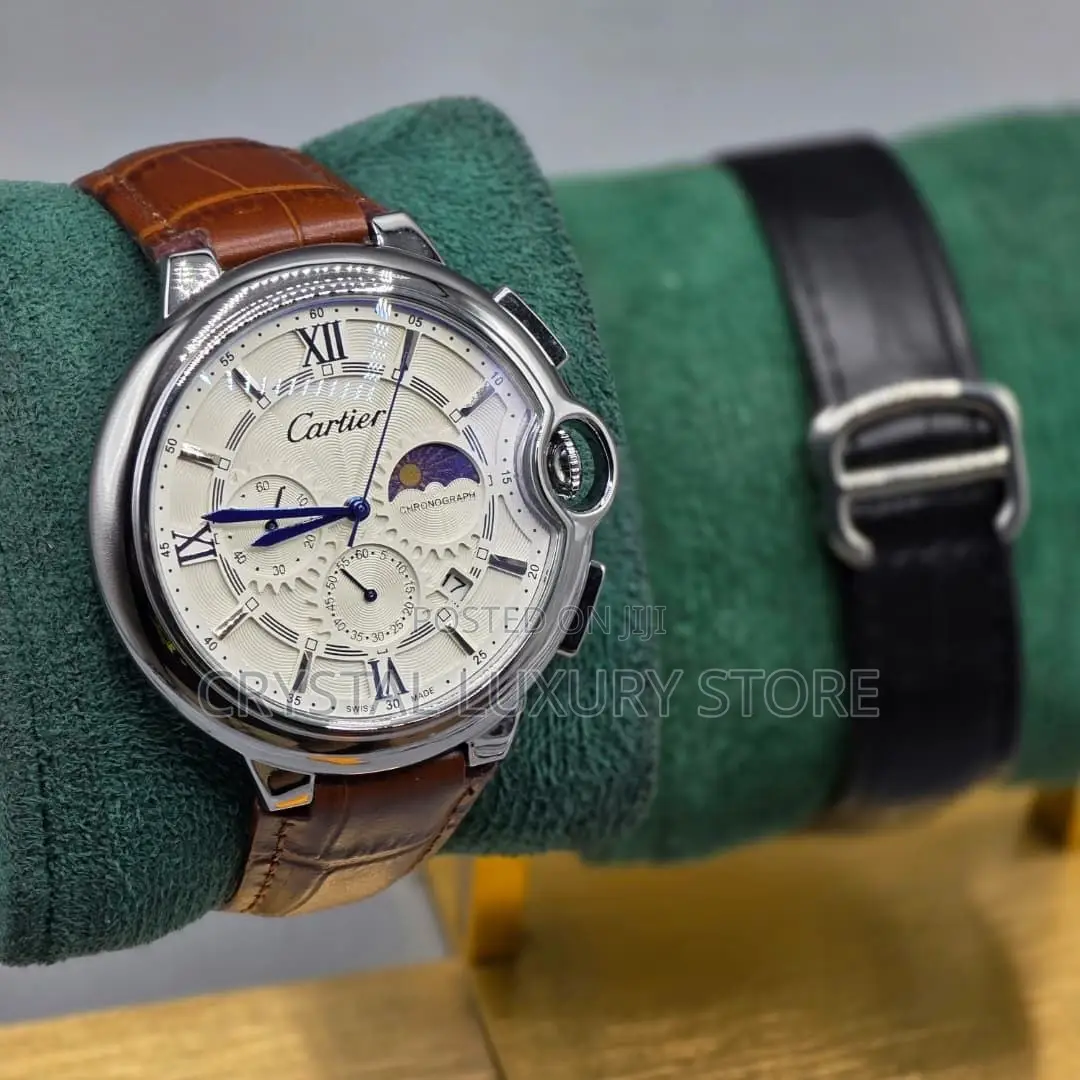 Cartier Quality Luxury Men Genuine Leather Wristwatch