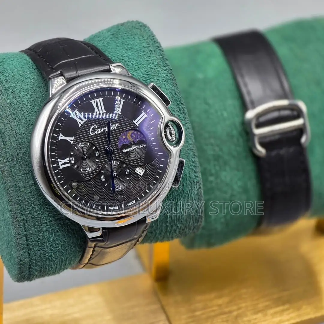 Cartier Quality Luxury Men Genuine Leather Wristwatch