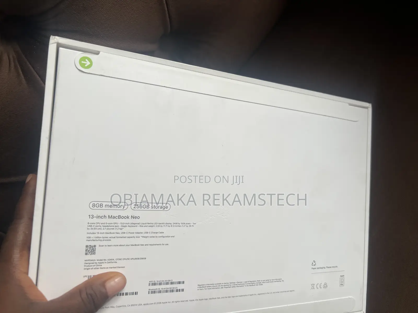 New Laptop Apple MacBook Neo 2026 8GB SSD 256GB