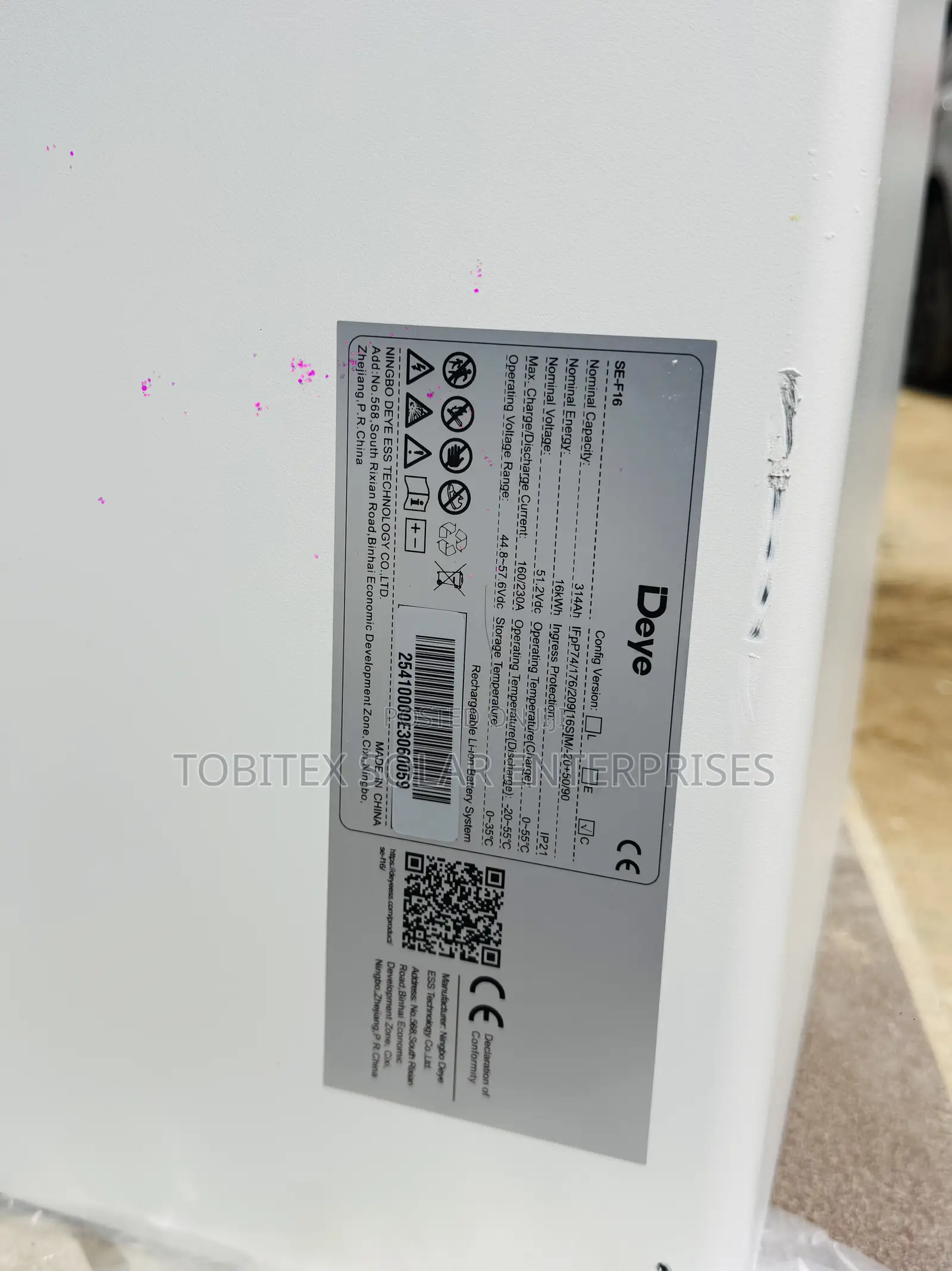Deye 16kwh Lithium Battery 7years Warranty