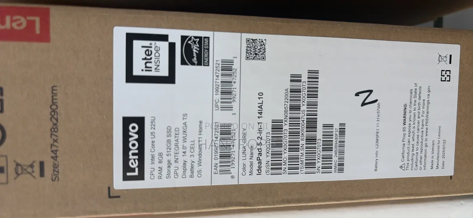 New Laptop Lenovo Flex 5 8GB Intel Core Ultra 5 SSD 512GB