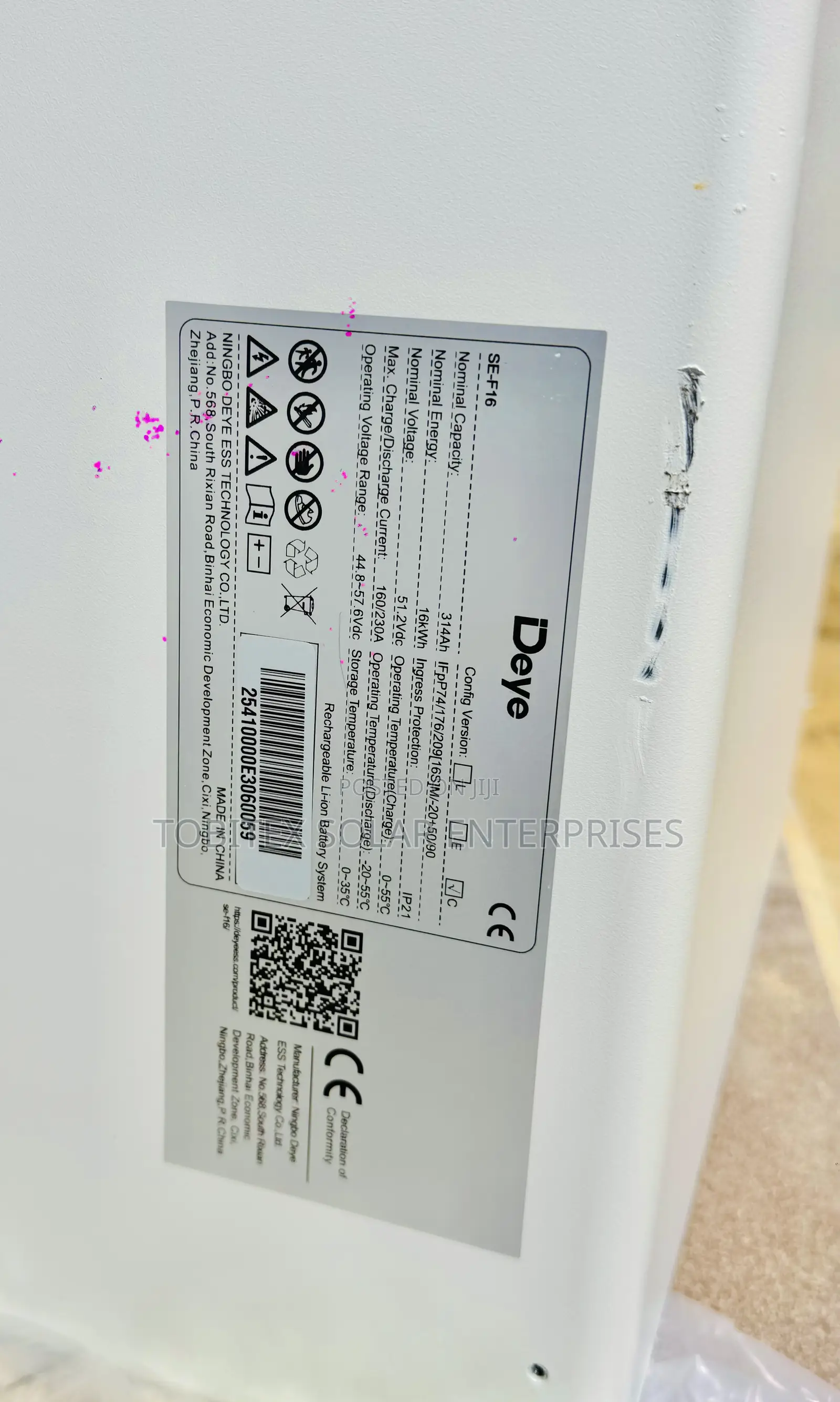 16kwh Deye Solar Lithium Ion Battery 51.2vols System