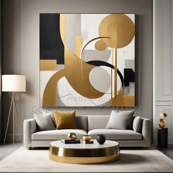 Black and Gold Abstract Circle Canvas