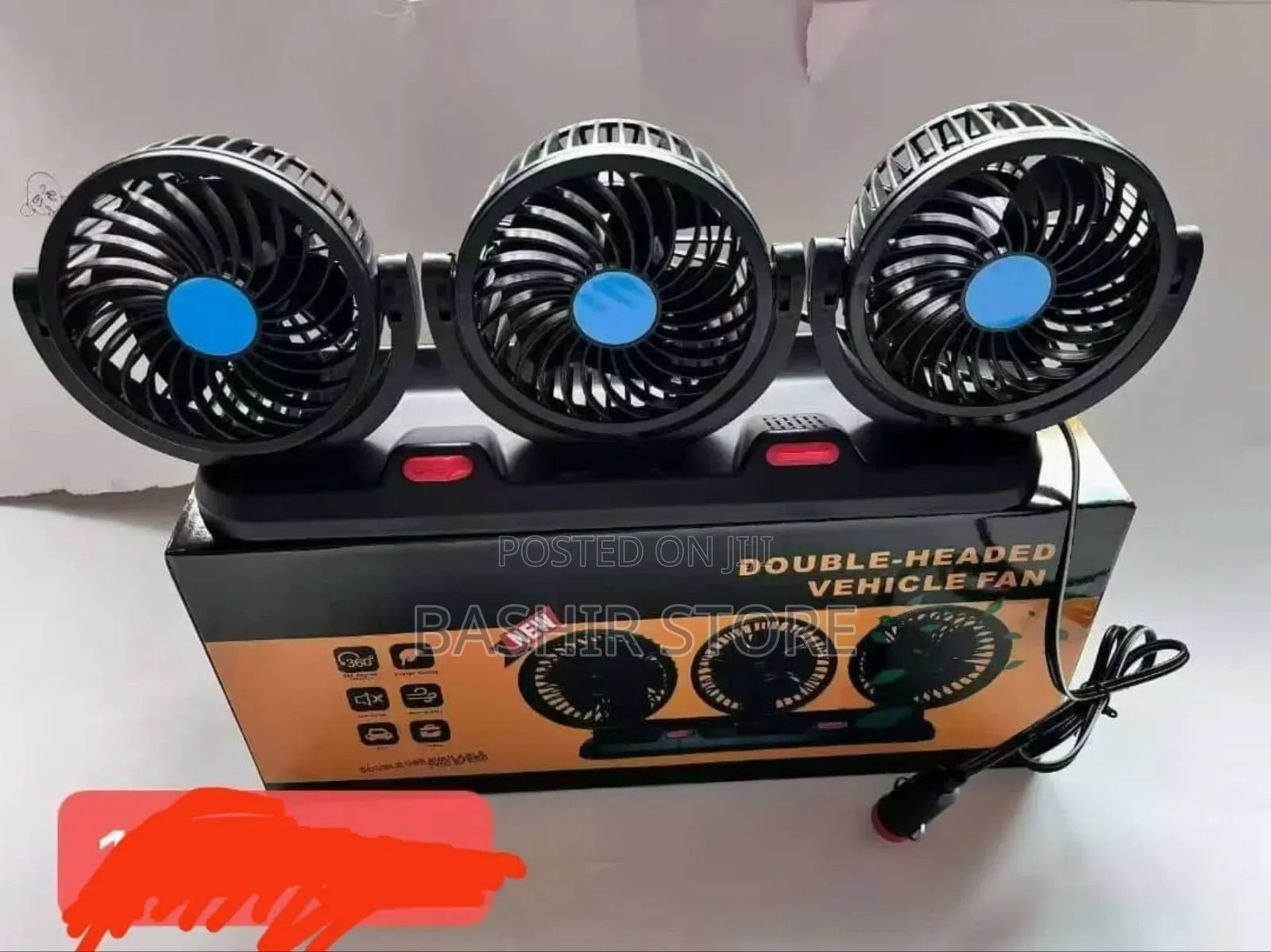Triple-Head Vehicle Dashboard Cooling Fan.