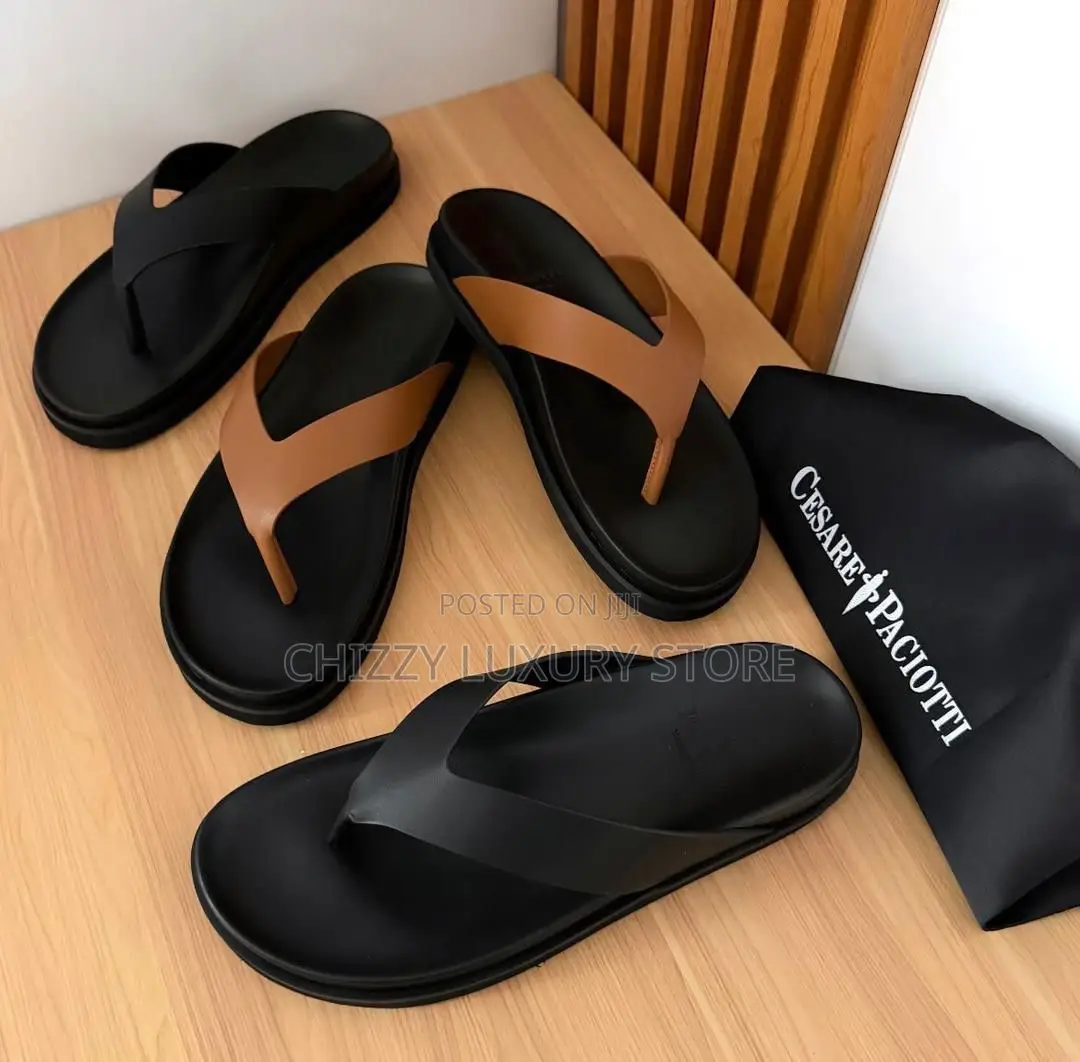 Cesare Paciotti Quality Luxury Men Genuine Leather Slippers