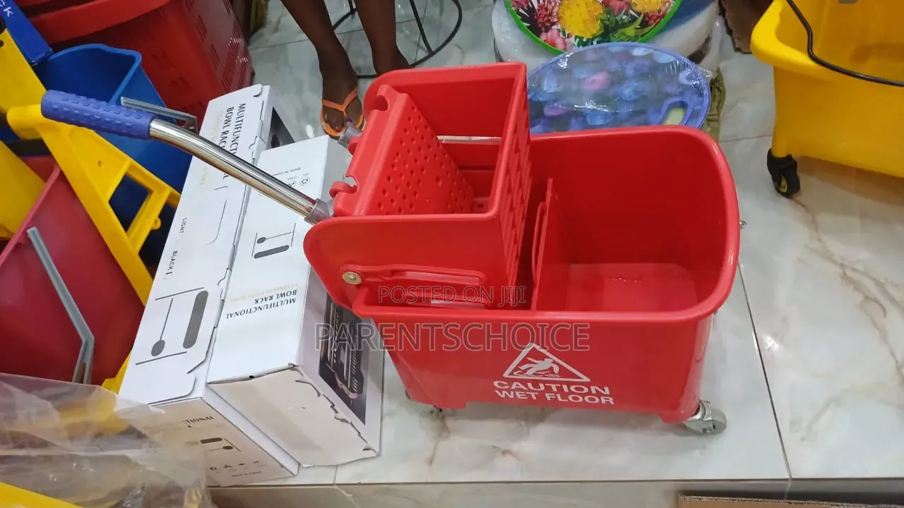 20l Mop Bucket Trolley With Side-Press Wringer