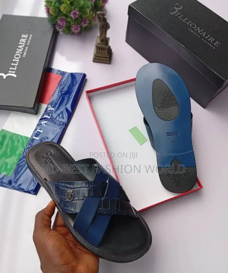 Blue Billionaire Leather Slippers