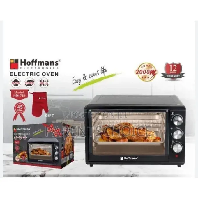 Hoffmans 45l Electric Oven With 2000w Power Hm-751 - Black