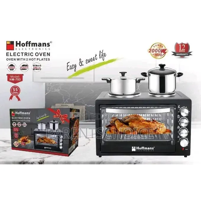 55l Hoffmans Electric Oven With 2 Hot Plate