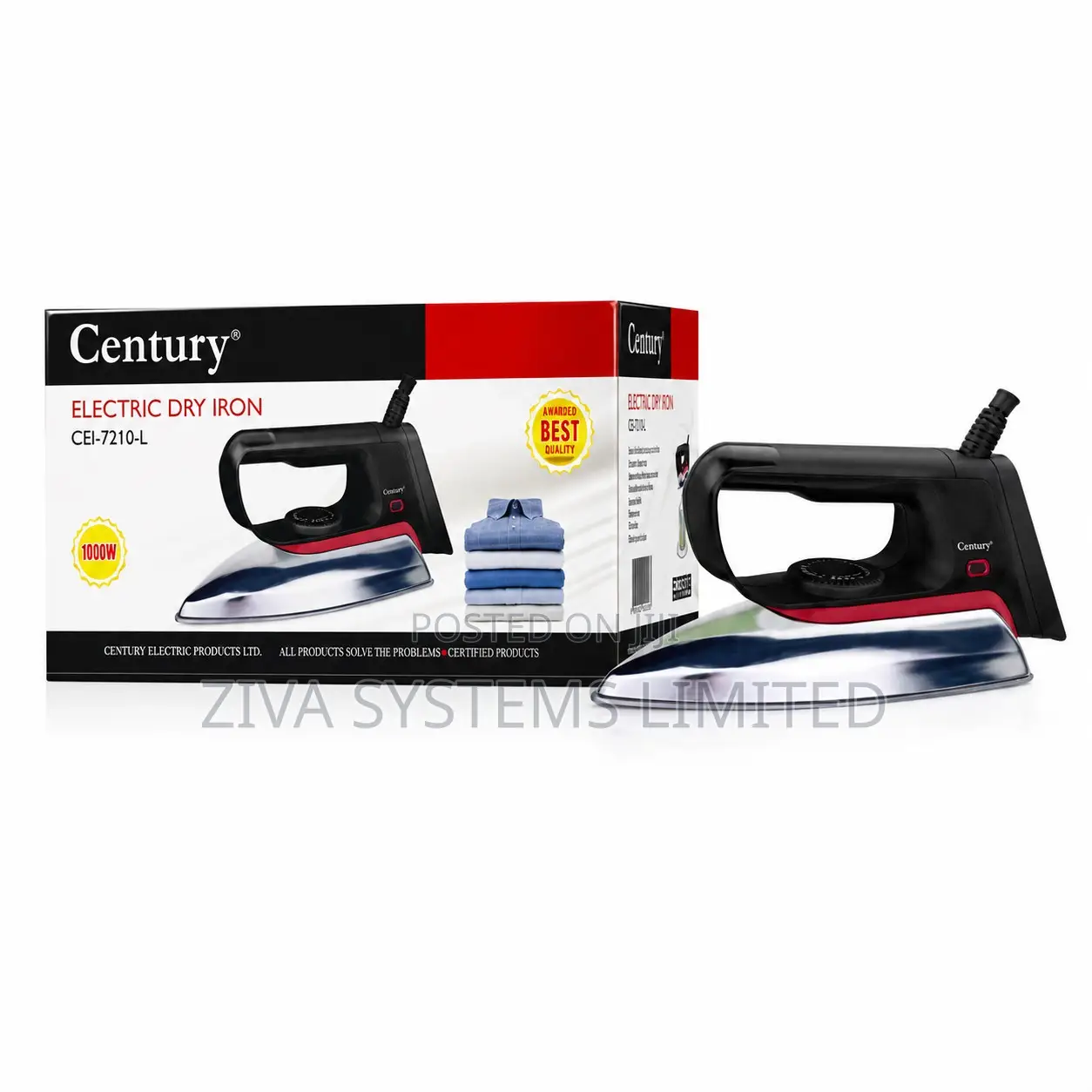 Century Dry Iron – Black Cei-7210-l
