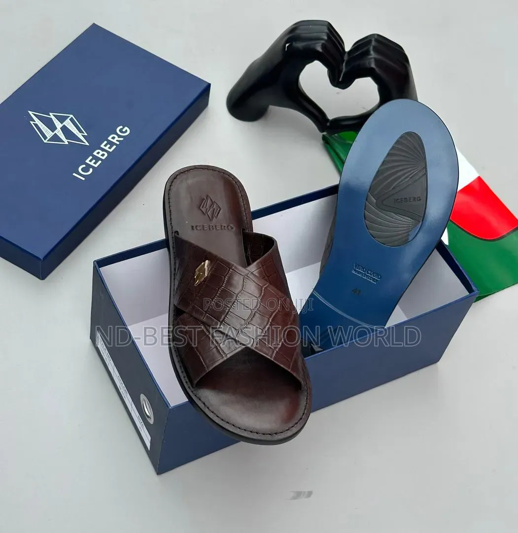 Blue Leather Slippers