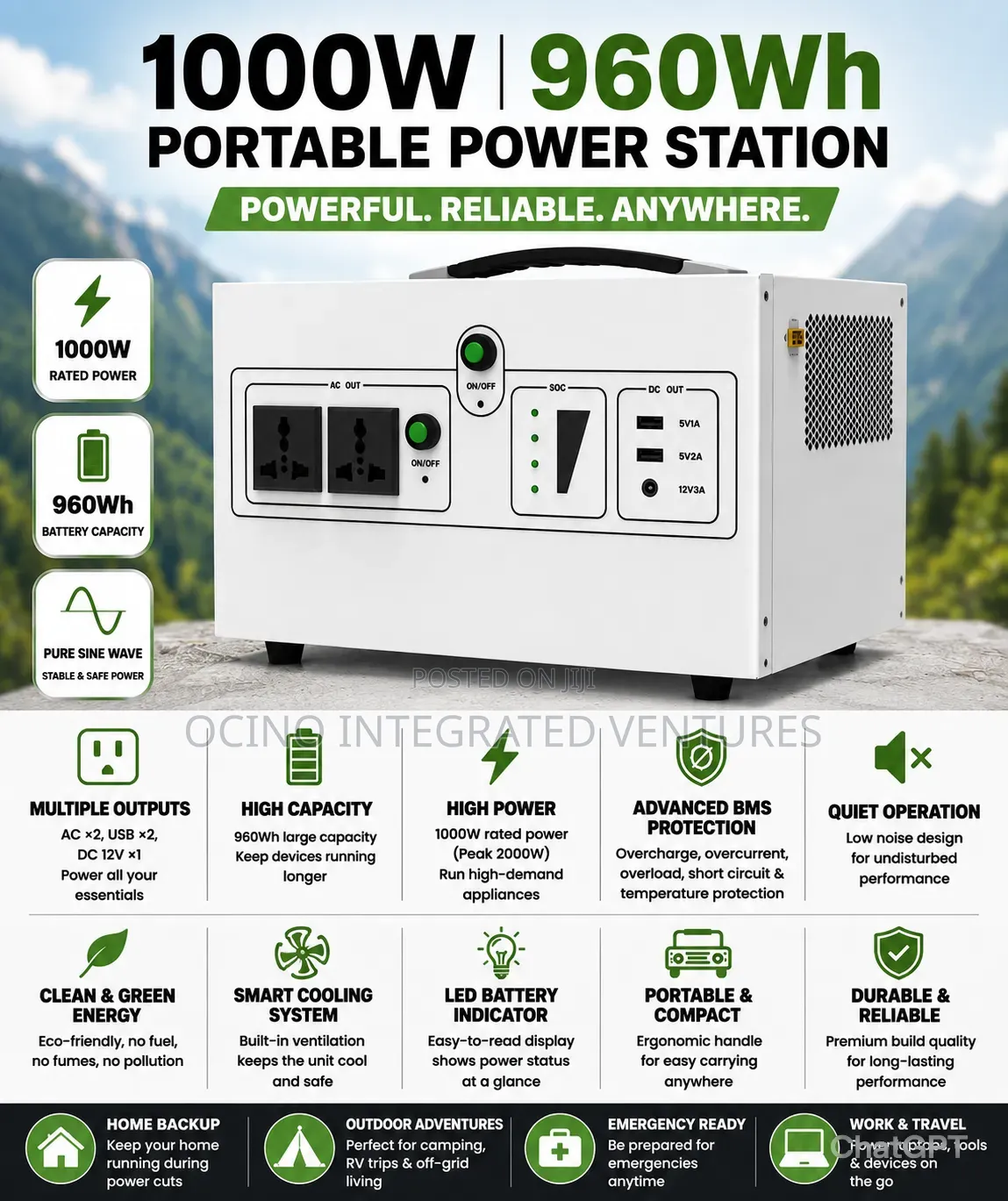 No Fuel. No Smoke.No Noise. High Quality Portable Power Station