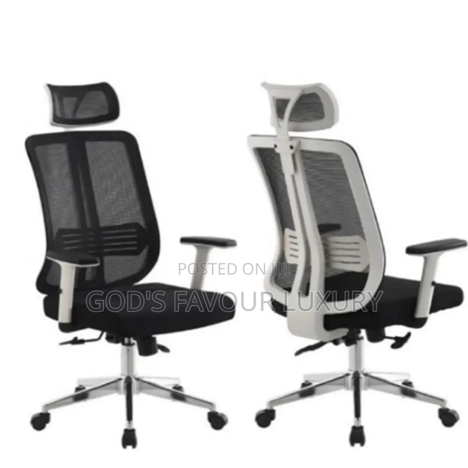 Cross Back Swivel Office Chair - White Back