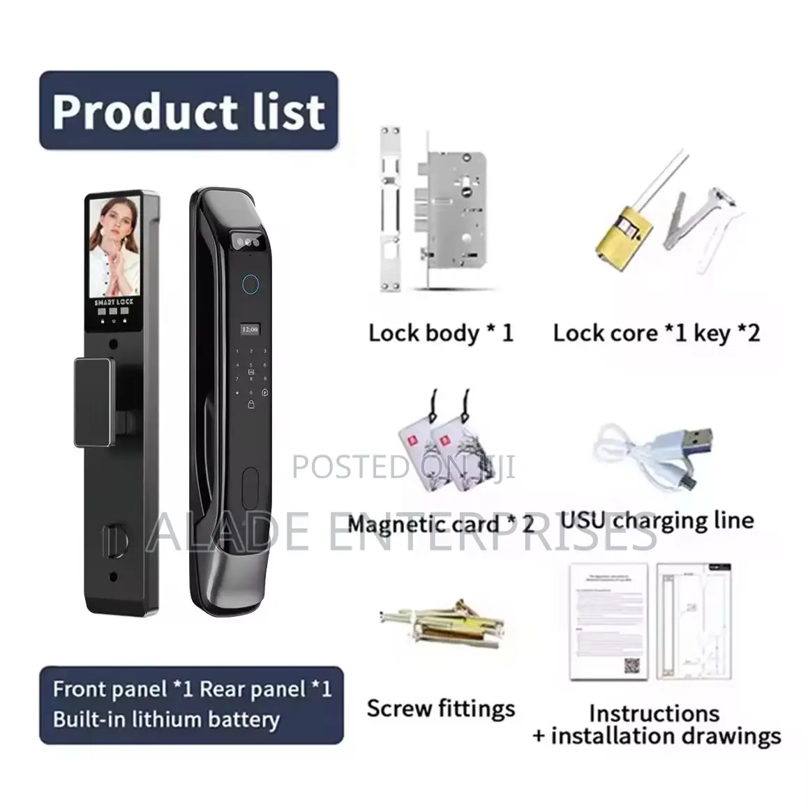 Video Monitoring Intercom 3d Face Recognition Tuya Smart Door Lock