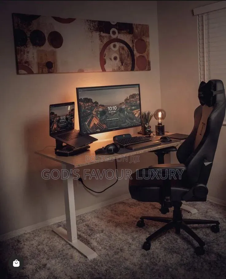Home/Office Electric Height Adjustable Gaming Table and Gaming Chair.