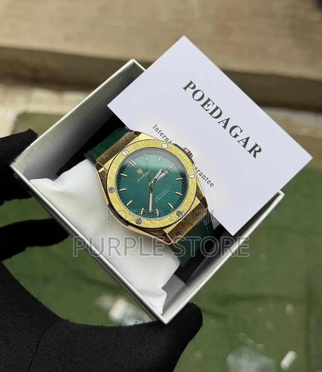 Poedagar Leather Watch Metal-Bezel for Men
