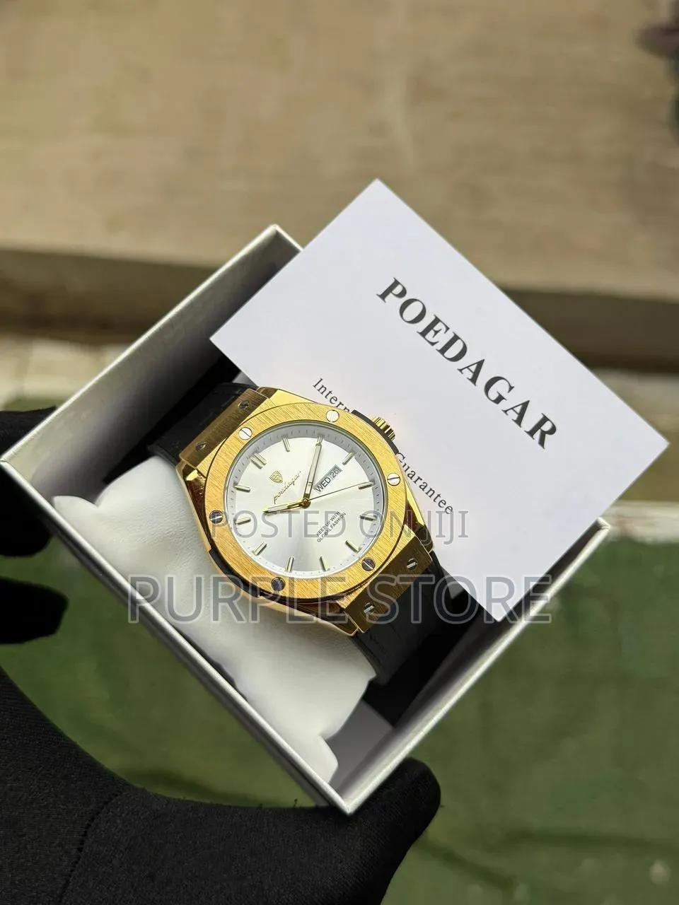 Poedagar Leather Watch Metal-Bezel for Men
