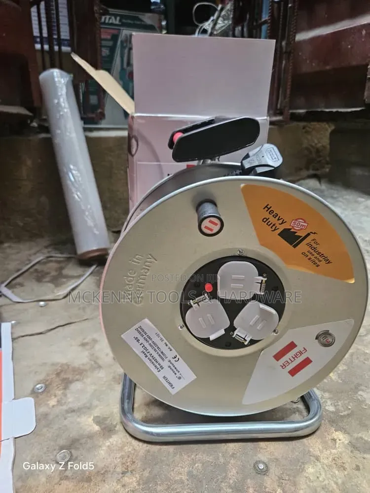 2.5mm X 50 M Cable Reel, 3-Way Bs Sockets (50m Extension Cable,