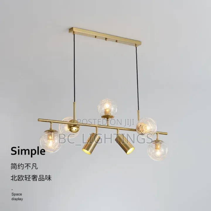Nordic Light Luxury Lamps Geometric Straight Line Ball Chandelier