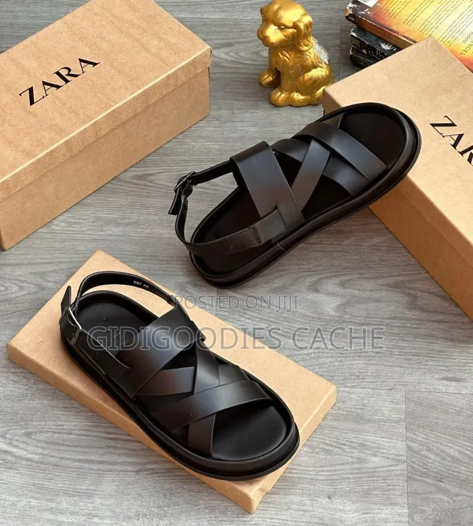 Zara Cross-Strap Slingback Sandals Black/Grey in Size 40-46