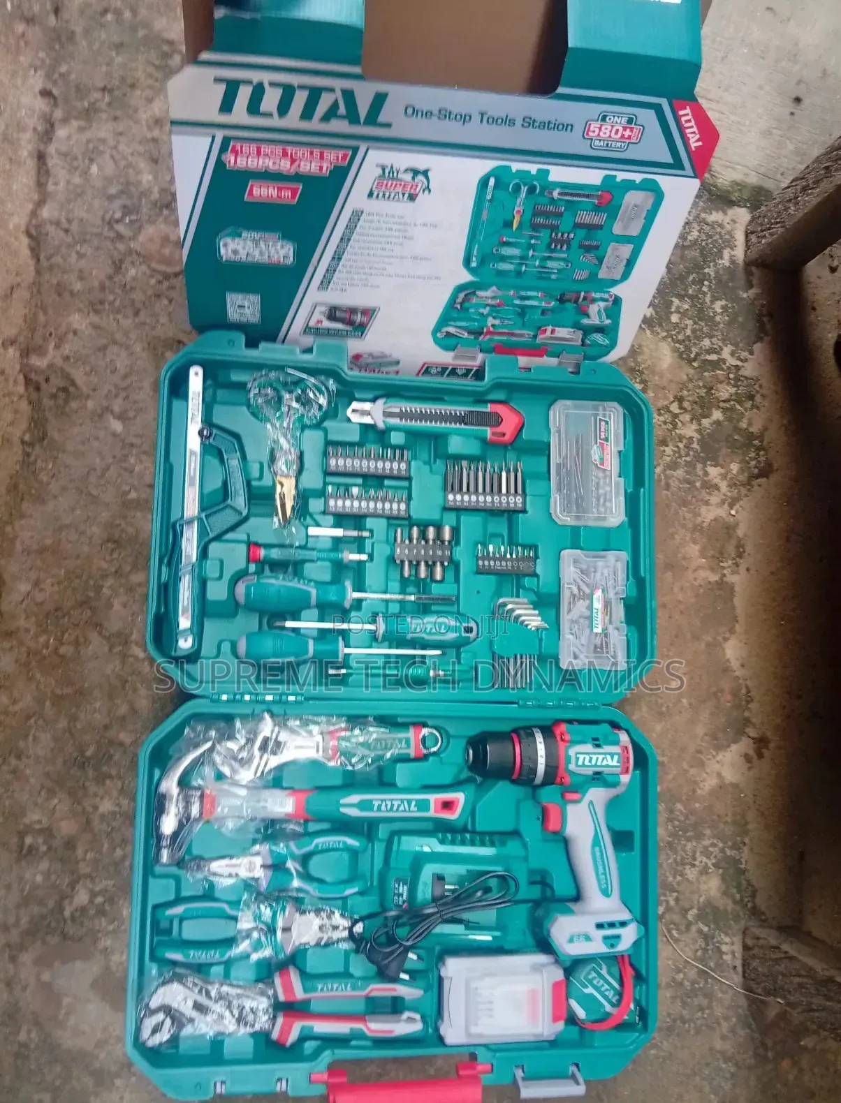 ​Total 20v Brushless Cordless Drill + 166-PCS Complete Tool Kit