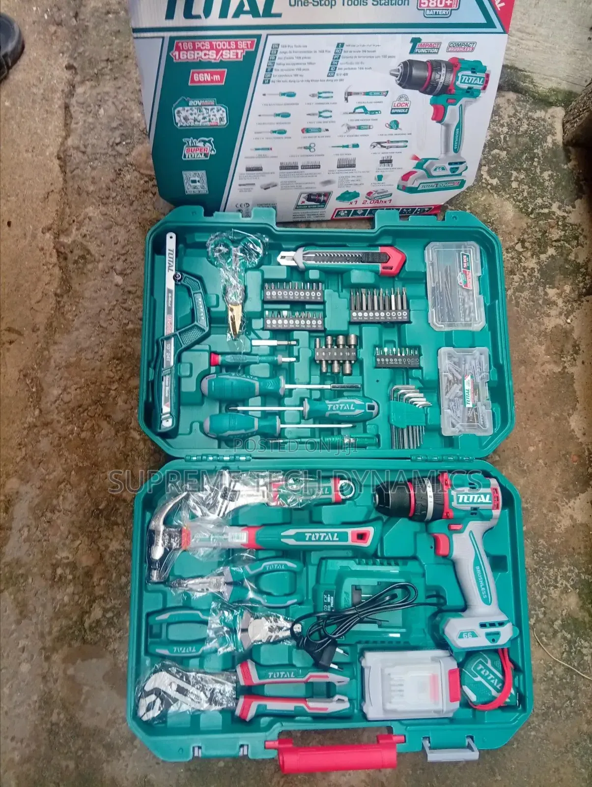 ​Total 20v Brushless Cordless Drill + 166-PCS Complete Tool Kit