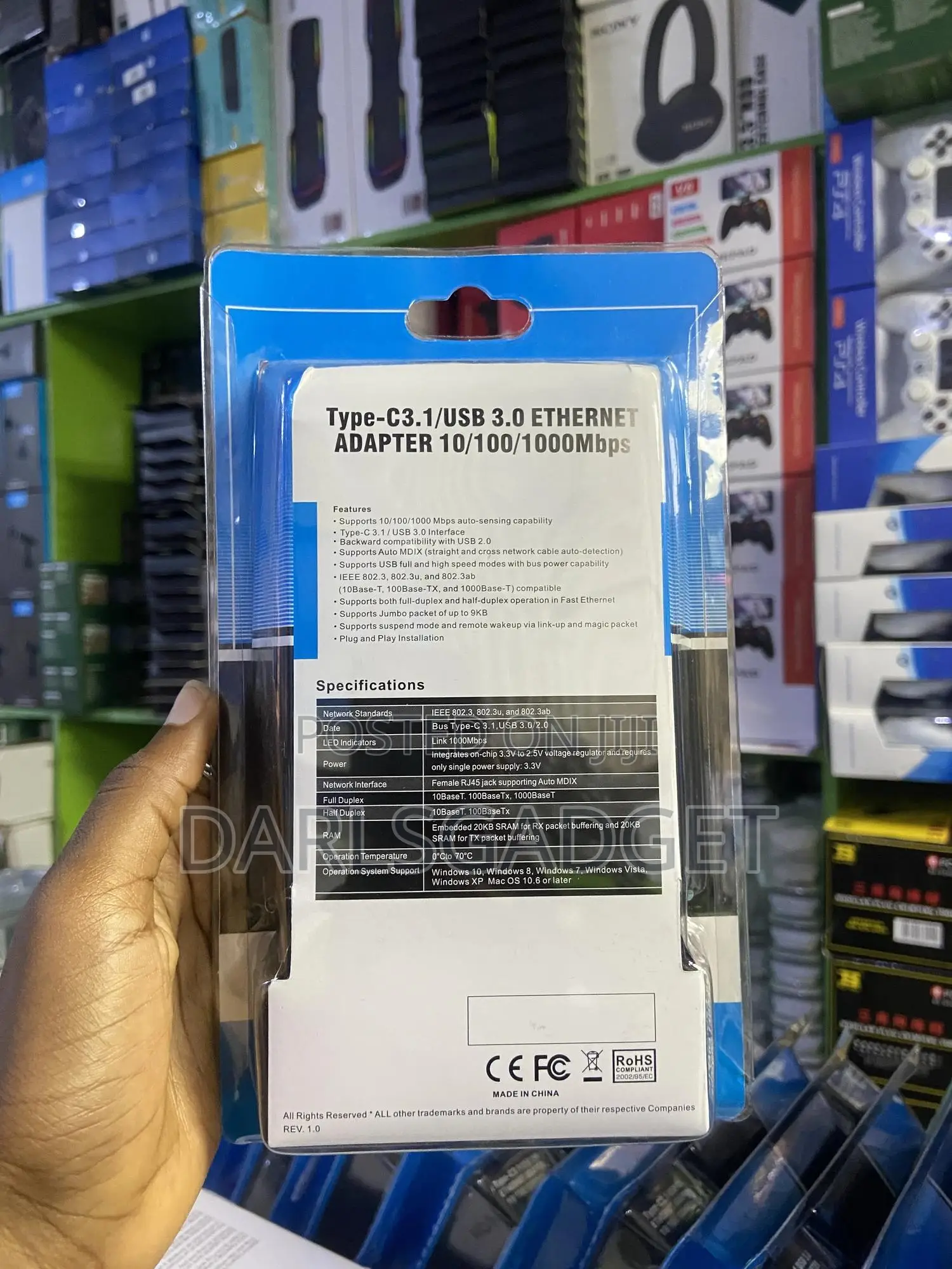 Usb 3.0 To Type-c Gigabit Ethernet Lan Adapter 1000mbps Cable