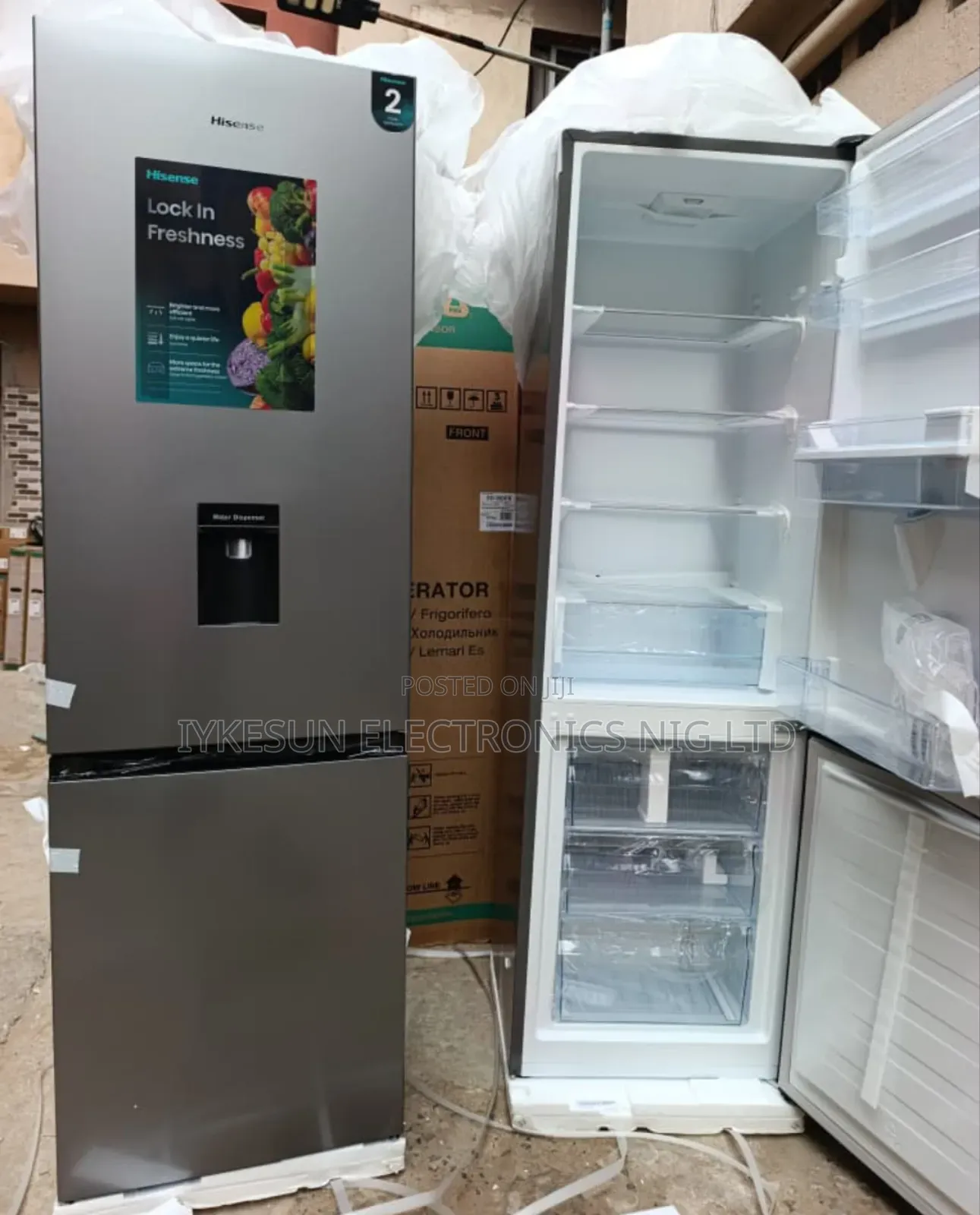 Original Hisense Bottom Freezer Fridge 2 Doors With Water Dispenser