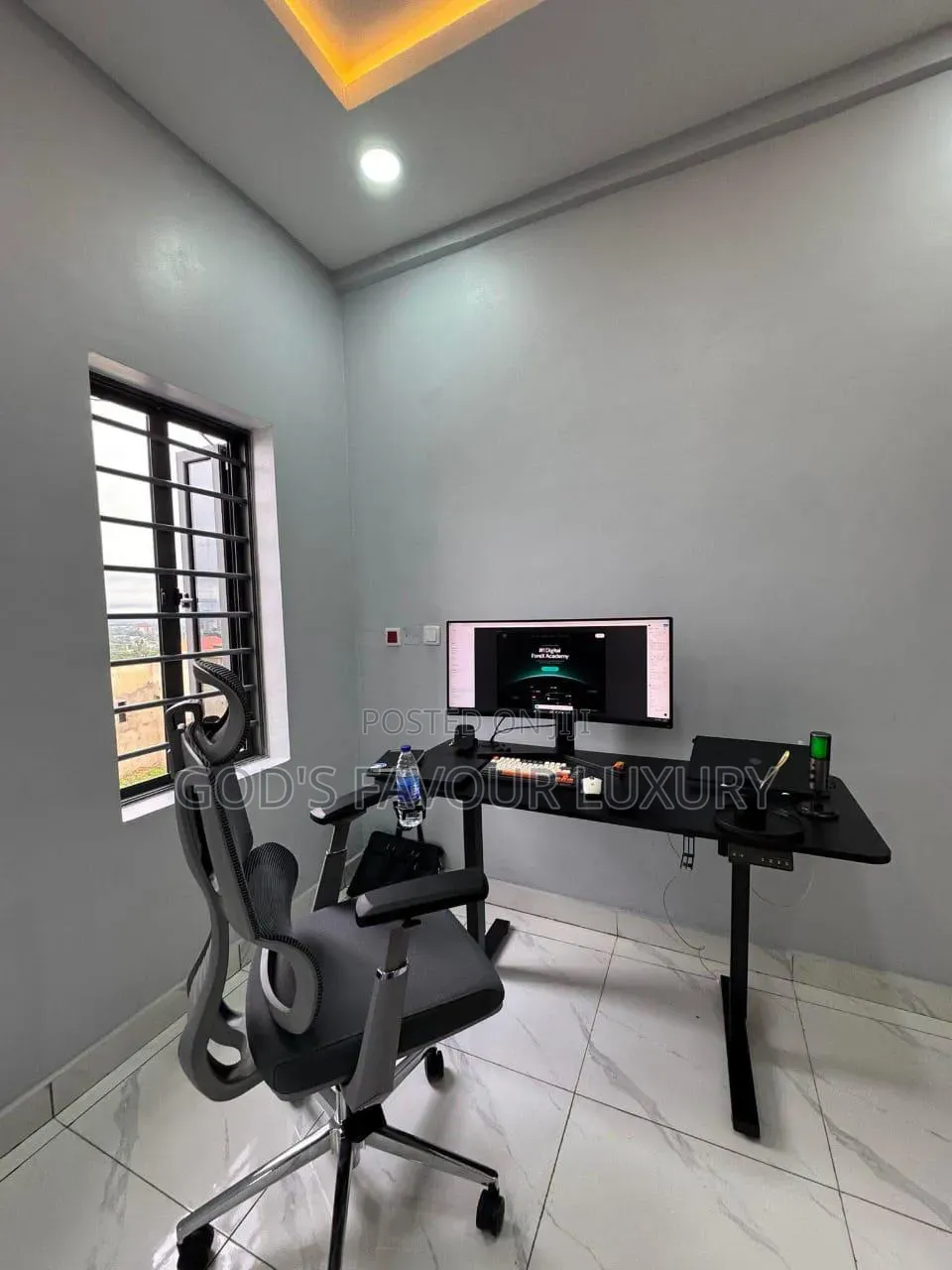 Executive Height Adjustable Gaming Desk and Ergonomic Design Chair