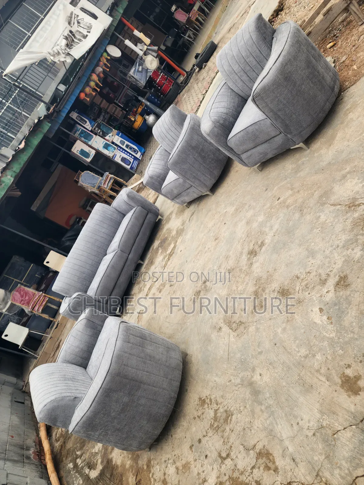 Grey Complete Set of 7 Seaters Sofa Chairs.