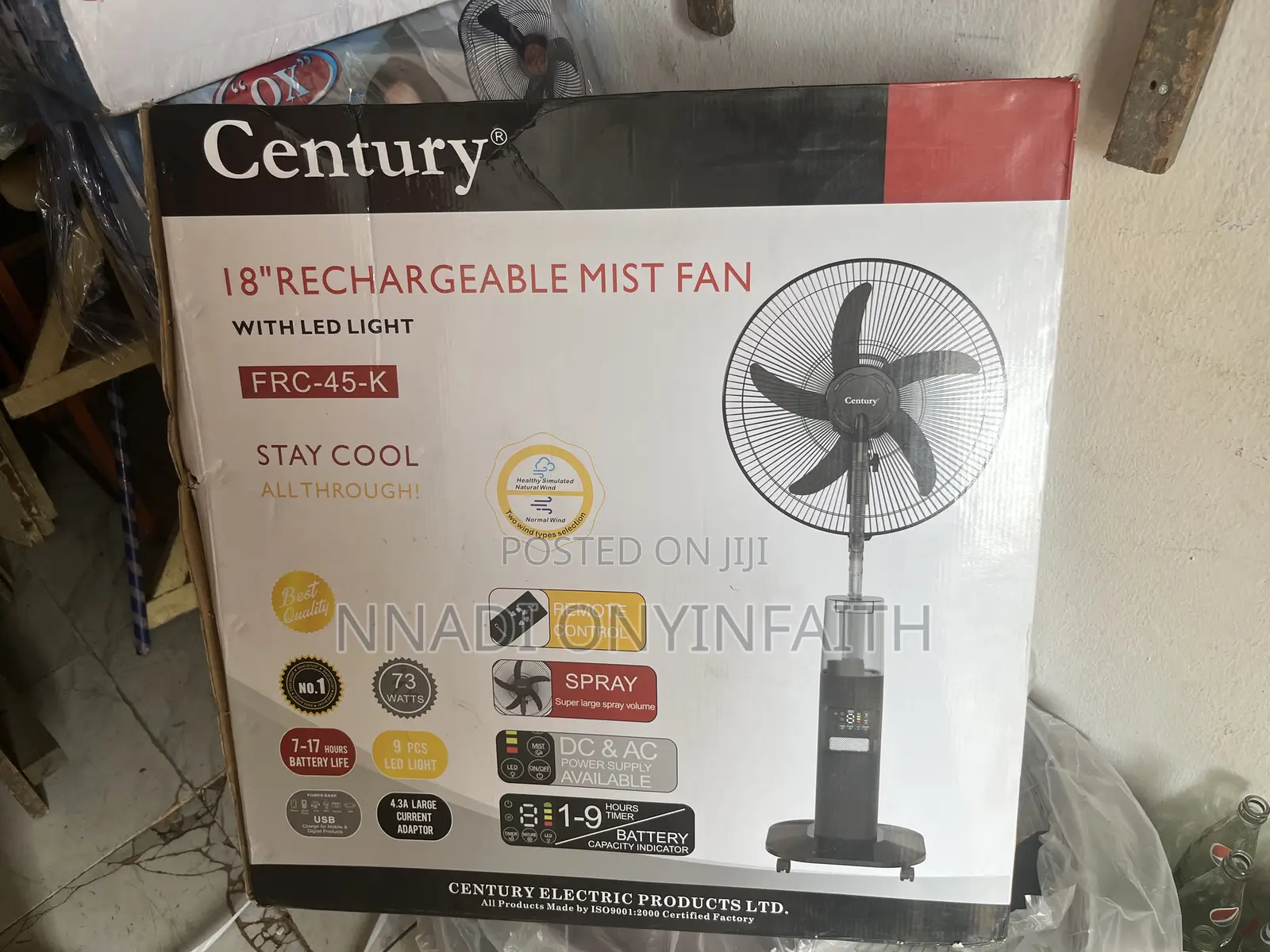 Century 18” Mist Rechargeable Fan
