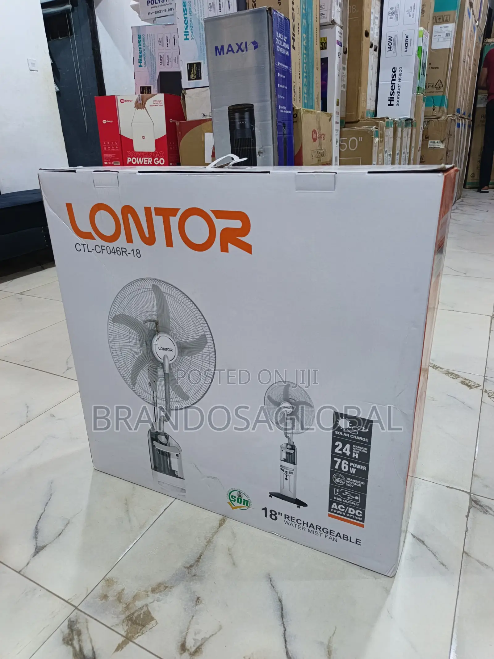 Lontor 18"Rechargeable Fan[Ctl-Cf04r18]Long Battery Backup Cooling Fan