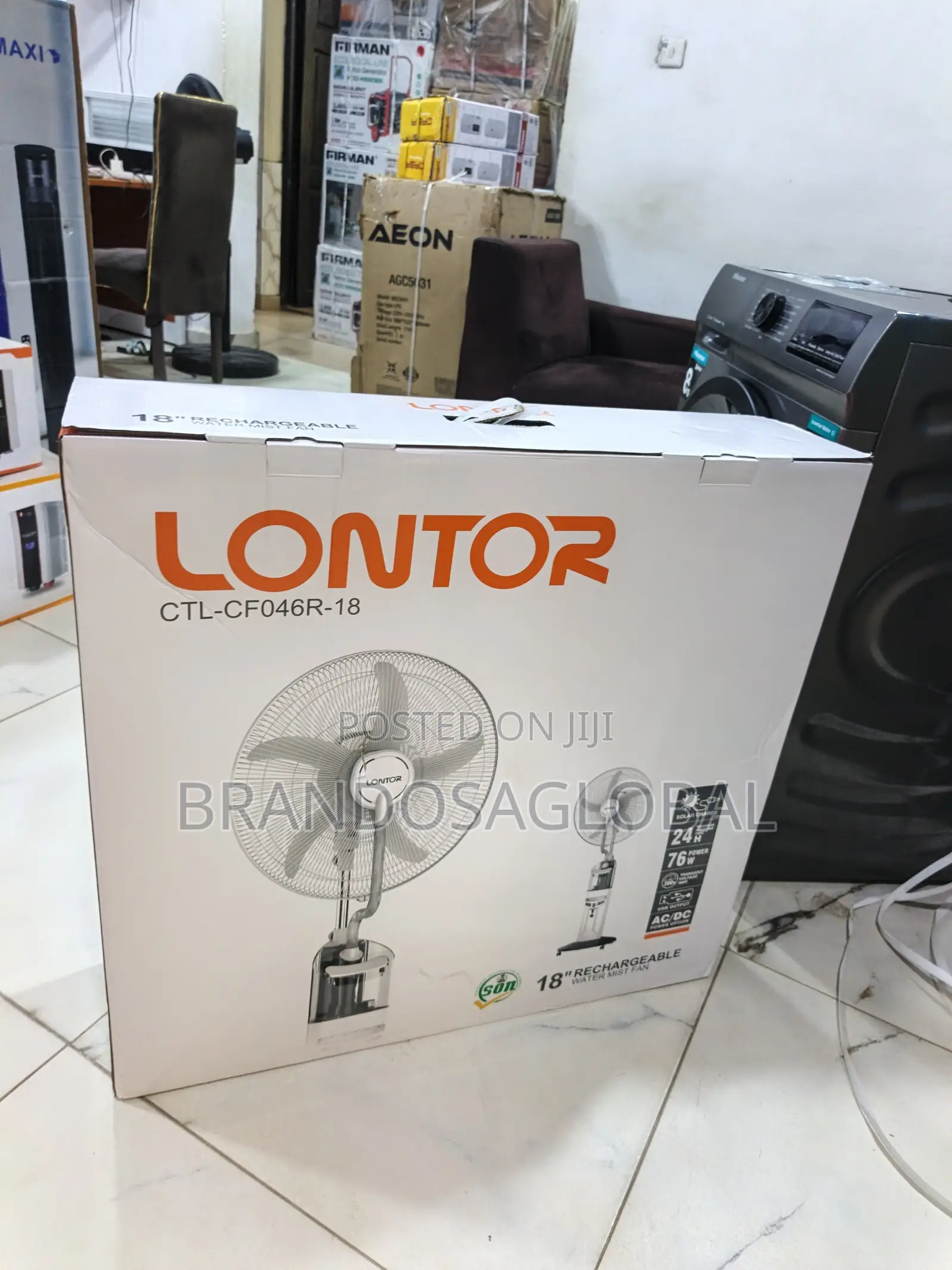 Lontor 18" Rechargeable Fan [Ctl-Cf04r-18]Reliable Indoor Cooling Fan