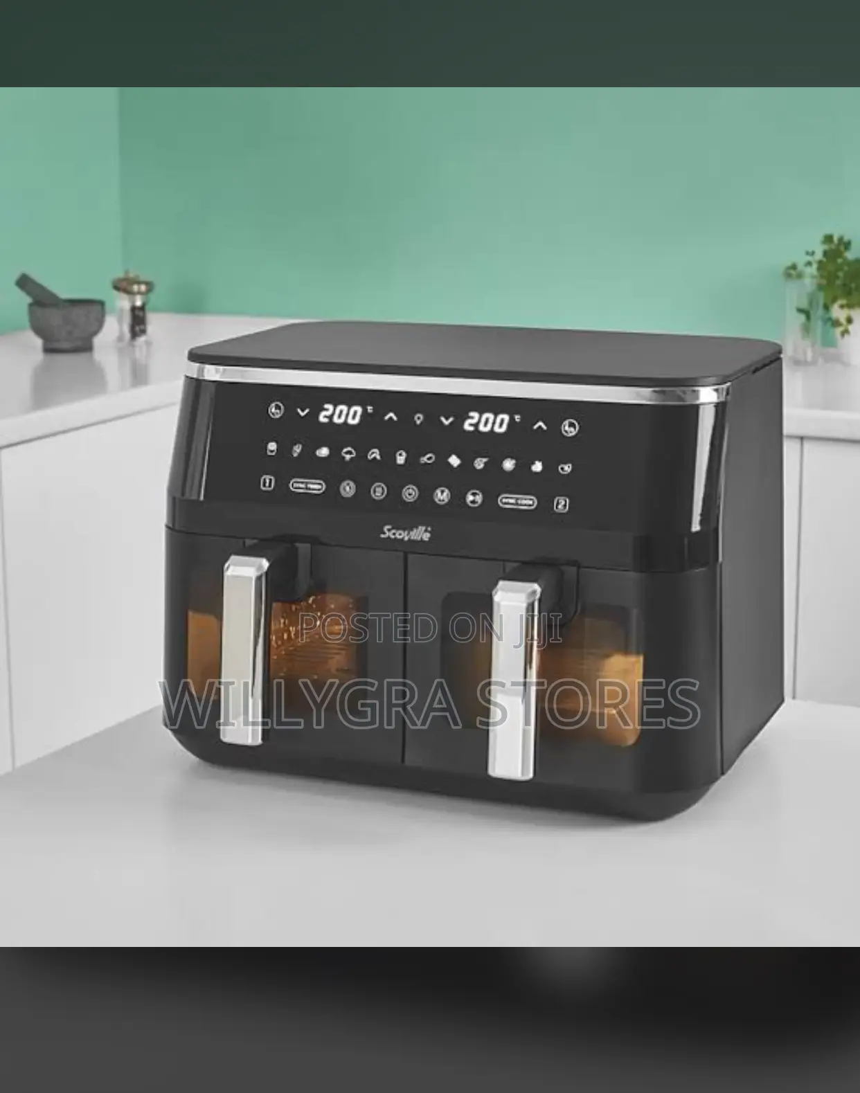 Scoville 9l Air Fryer Dual Basket Viewing Window- Black