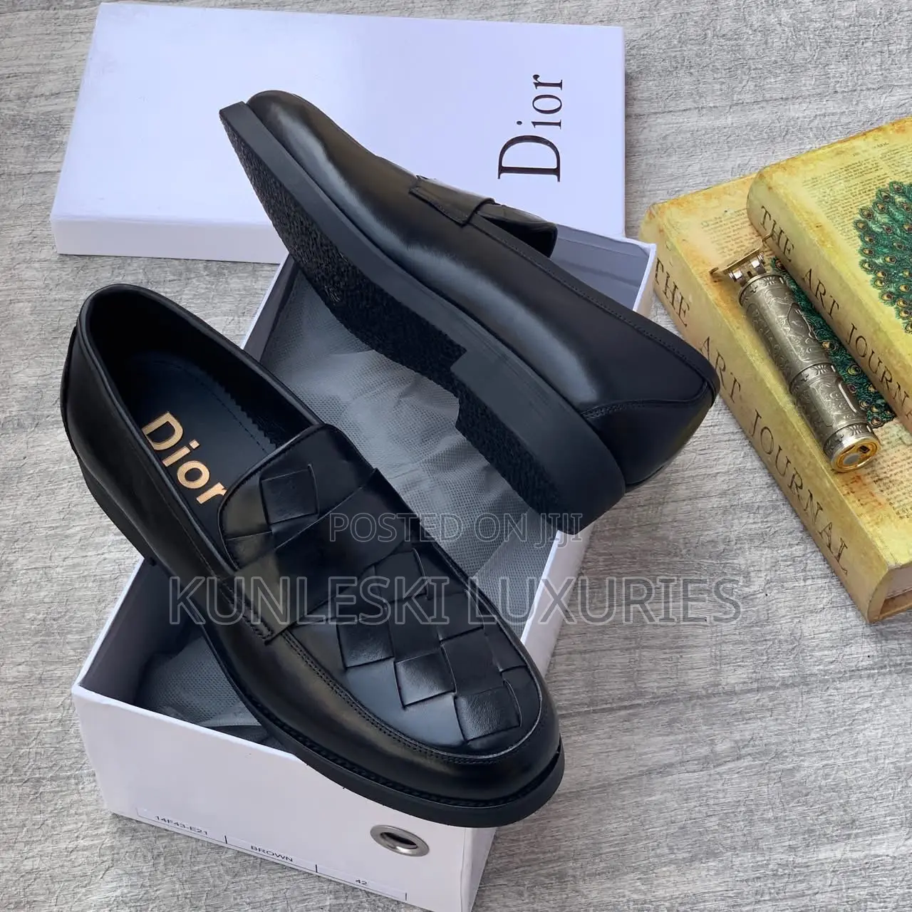Original Dior Woven Leather Loafers Shoes