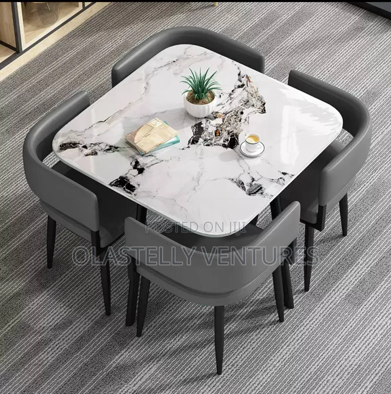 Modern Stone Dining Table and Chairs Set 4 Tw