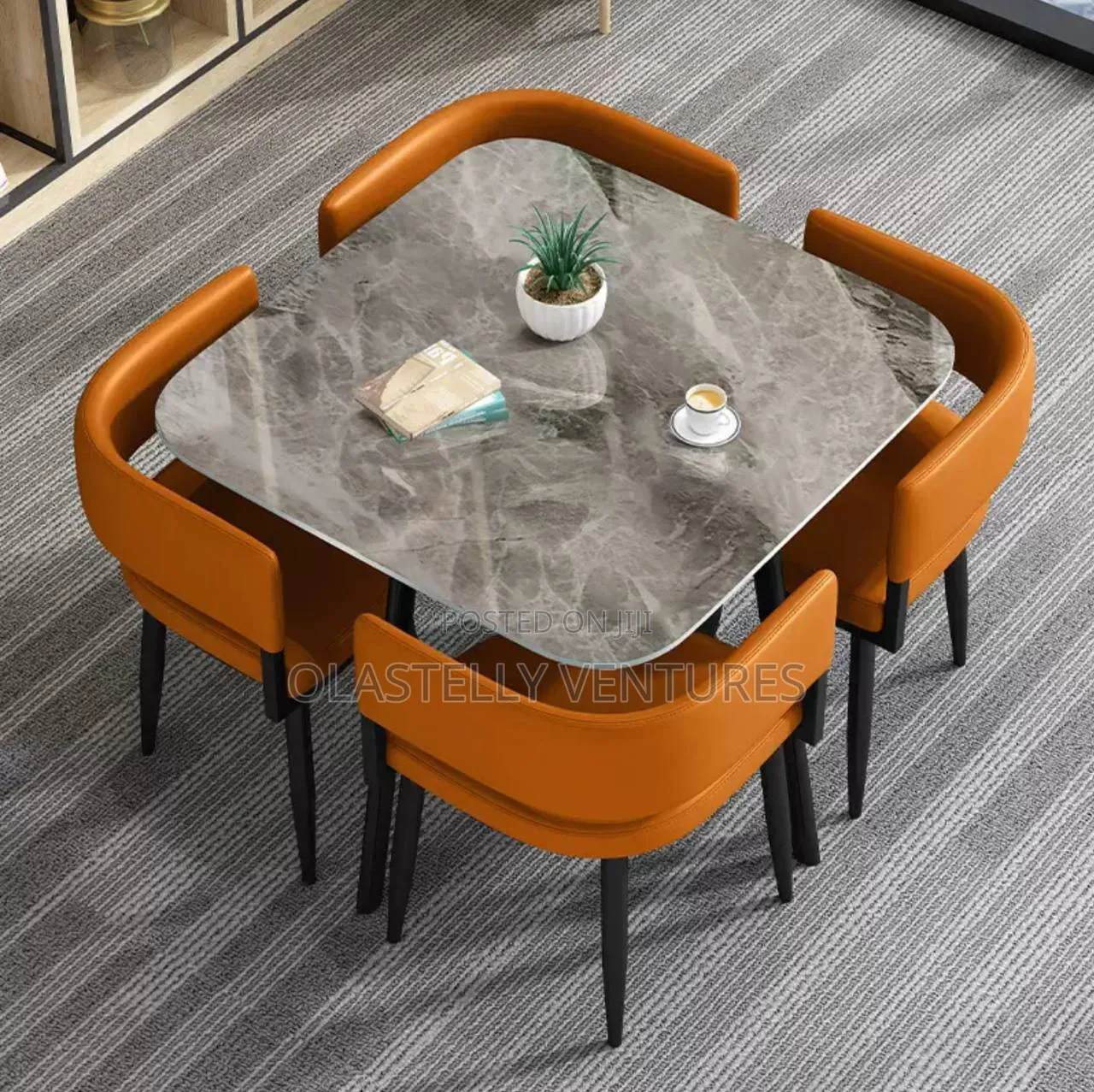 Modern Stone Dining Table and Chairs Set 4 Tw
