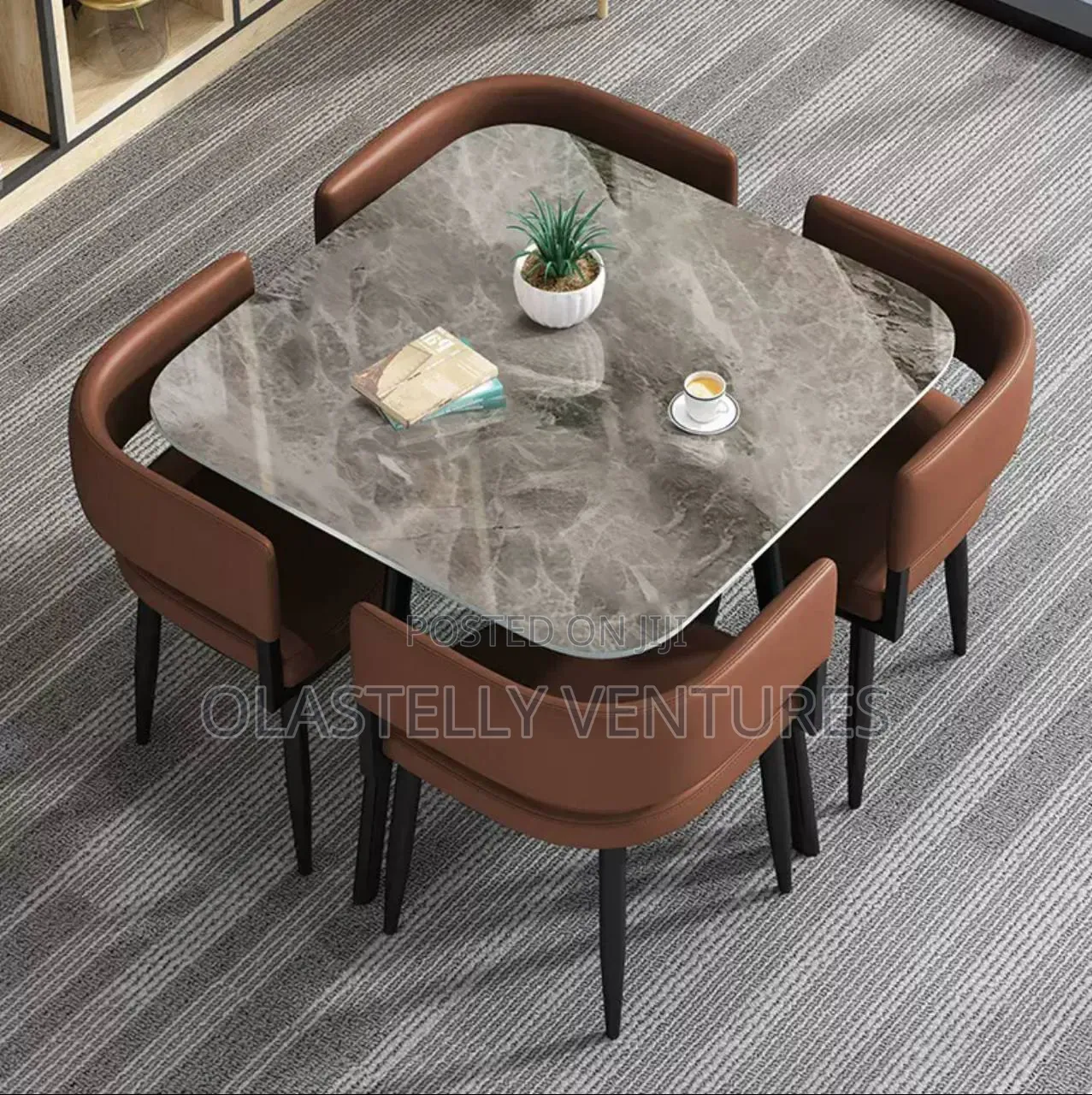 Modern Stone Dining Table and Chairs Set 4 Tw