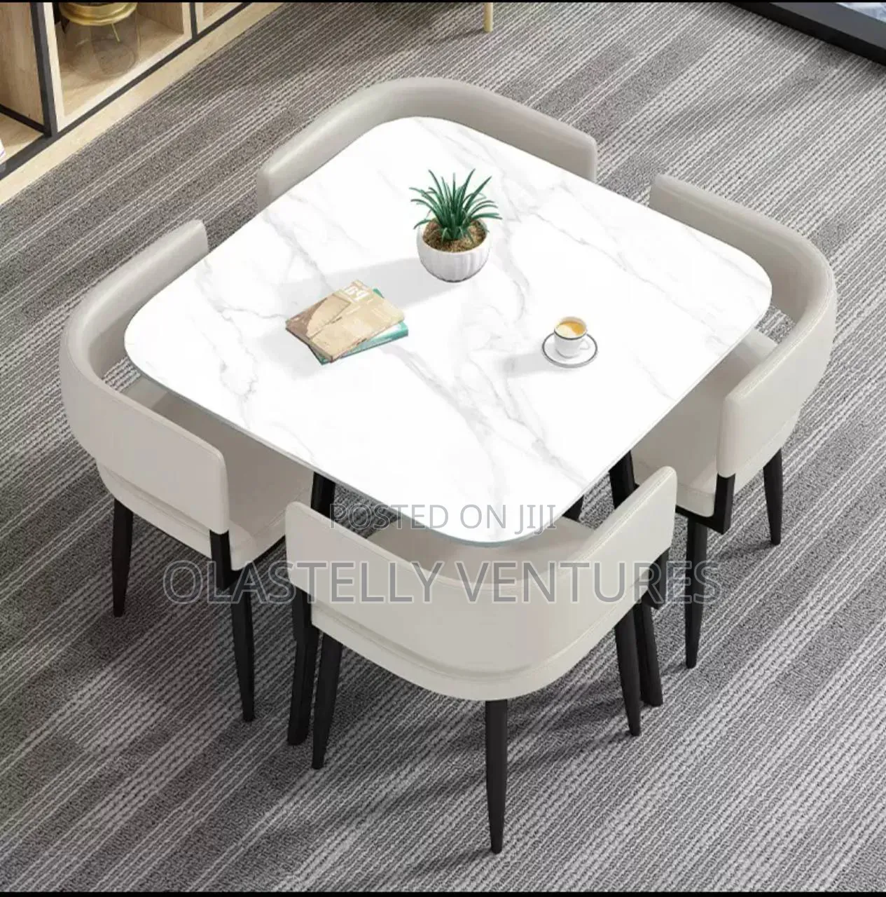 Modern Stone Dining Table and Chairs Set 4 Tw